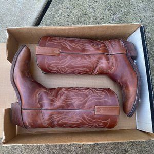 FRYE Men's Leather Cowboy Western Boots in Tan/Cognac